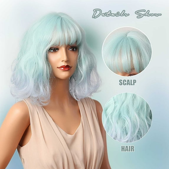 SUCS Women'S Fashion High Temperature Resistant Silk Synthetic Bangs Long Hair Wig