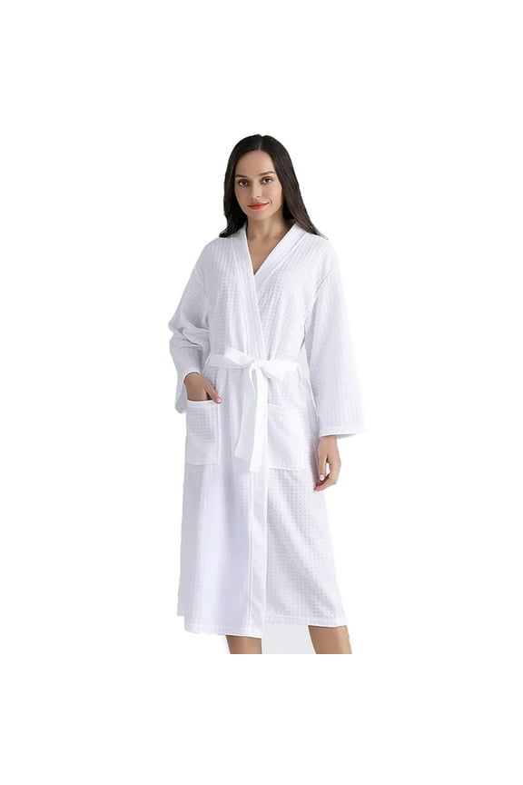 Women's Bathrobe Terry Cloth Robe Knee Length Towel Bathrobe V-neck Multi-color Options