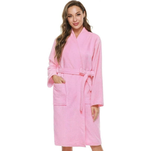SUCS Women's Bathrobe Terry Cloth Robe Knee Length Towel Bathrobe V-neck Multi-color Options