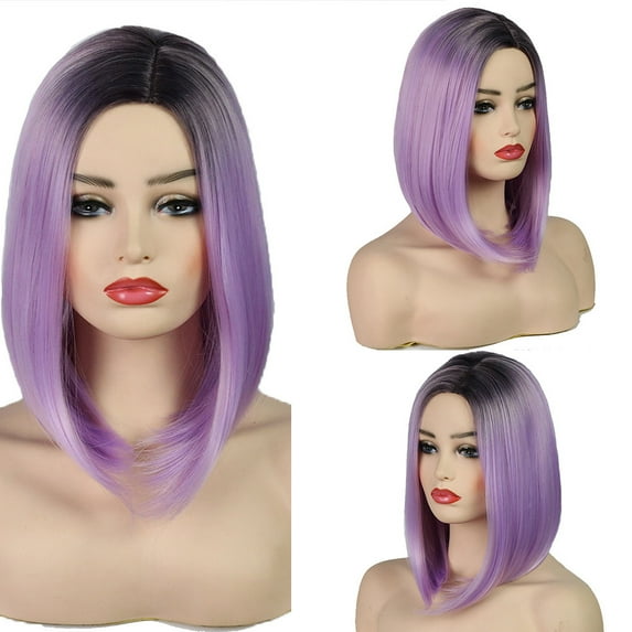 SUCS Women's Fashion Wig Purple Synthetic Hair short Wigs straight Wig