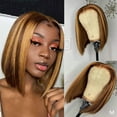 thumbnail image 1 of SUCS Women's Straight With Pre-Plucked Hair line Brown Human Hair Straight Wig 45CM, 1 of 5