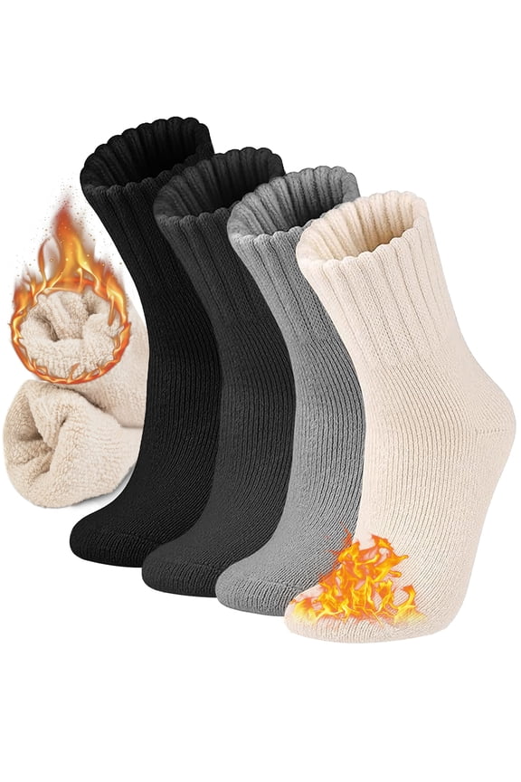 4 Pairs Womens Merino Wool Boot Socks, Thermal Thick Winter Warm Cozy Hiking Work Boot Socks ,Christmas Gift
