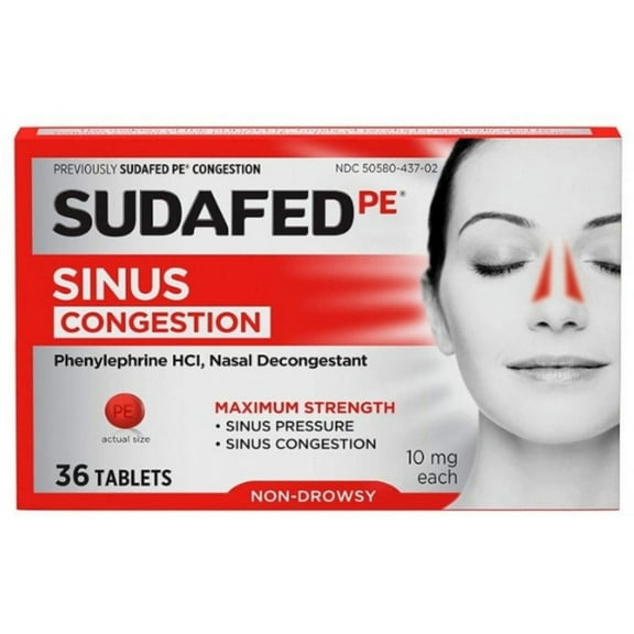 SUDAFED PE Congestion, Maximum Strength Non-Drowsy Tablets, 36 ea