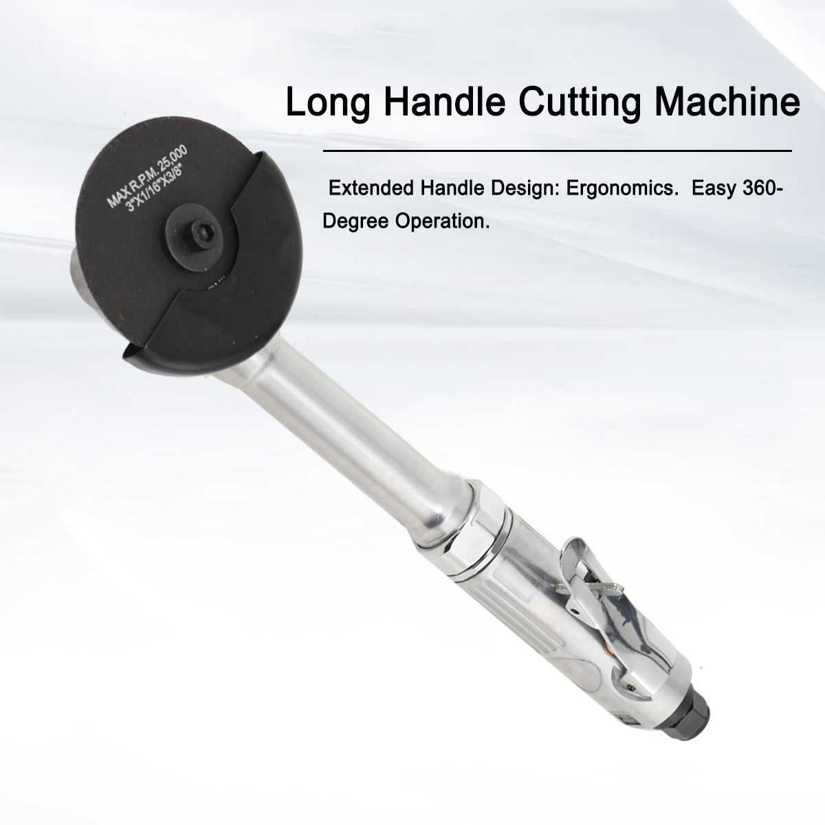 SUDEG 1/4" Air Grinder, Air ‎Right Angle Die Grinder, Air Angle Edge Die Grinder Cutter Polisher Air Tool with Long Handle Safety Cover, 90PSI 18000RPM Long Handle Cutting Machine