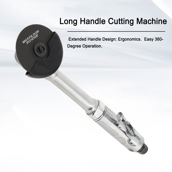 SUDEG 1/4" Air Grinder, Air Right Angle Die Grinder, Air Angle Edge Die Grinder Cutter Polisher Air Tool with Long Handle Safety Cover, 90PSI 18000RPM Long Handle Cutting Machine
