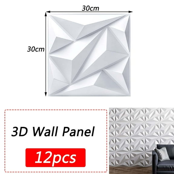 SUDEG 11.81" x 11.81" PVC Diamond Textured Decorative Wall Panels,12 Pieces Pack