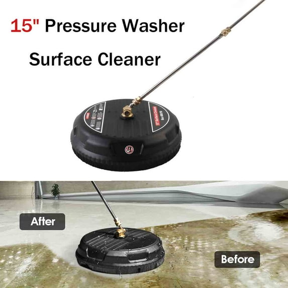 SUDEG 15 inch High Pressure Washer Surface Cleaner with 1/4'' Quick Connect and Removable Strainer For Cleaning Driveway 4000psi