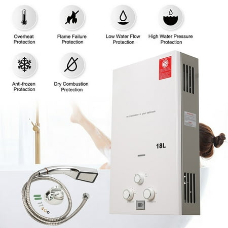 SUDEG 18L Tankless LPG Liquid Propane Gas 4.8GPM Instant Hot Water Heater Camping RV