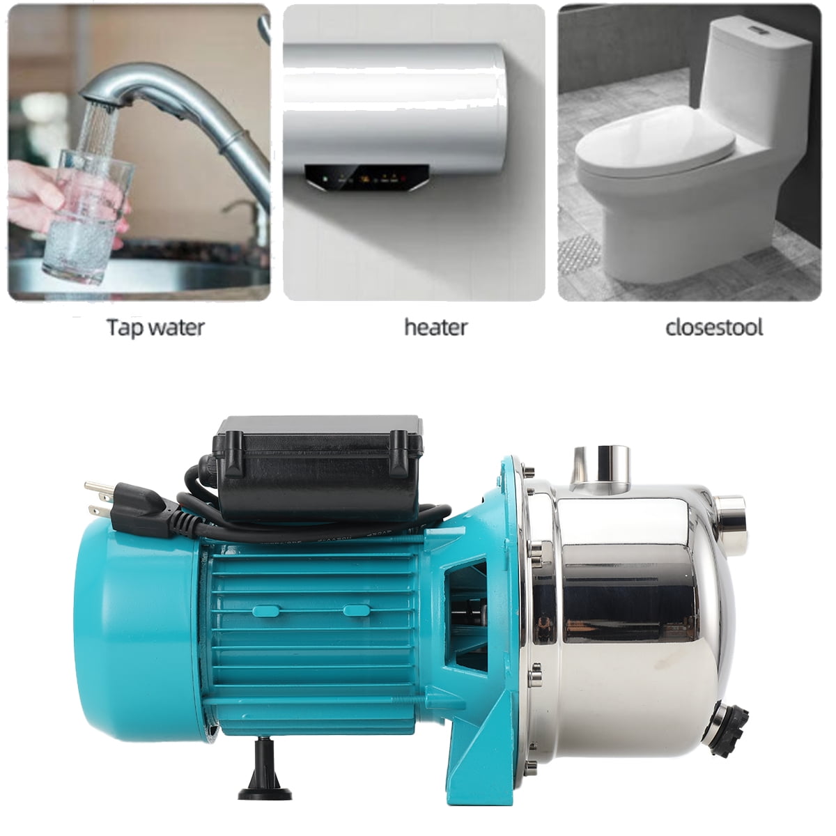 SUDEG 1HP Portable Garden Transfer Pump, Electric Sprinkler Booster