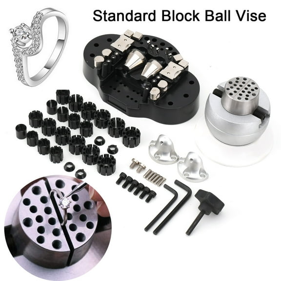 SUDEG 2" Engraving Setting Tool 360Rotation Professional Ball Vise 63 PCS Attachment Jewelry Engraving Block Tools Standard Block