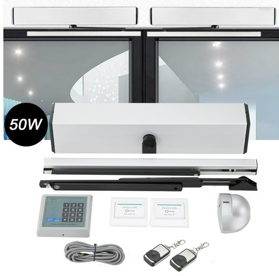 SUDEG Automatic Electric Swing Door Opener, Commercial Door Operator Electric Motorized Open and Close with 2x Remote Controller & Push Button+IC Card