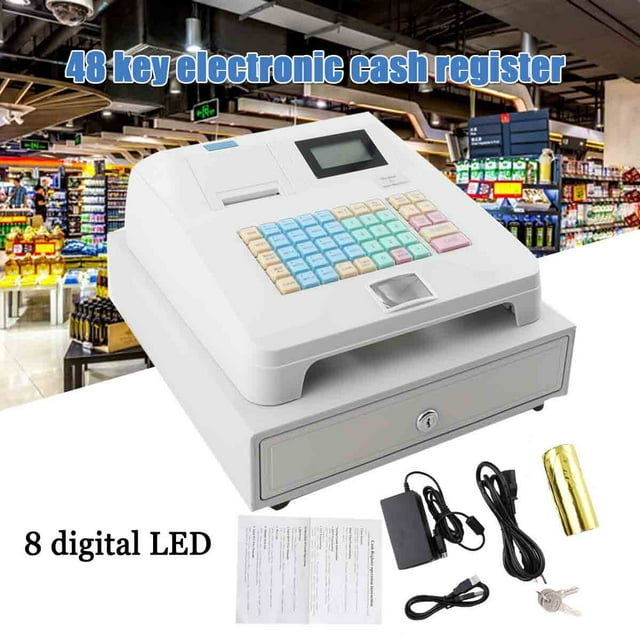 SUDEG Cash Register, 48 Keys Cashier Register, Cash Register with