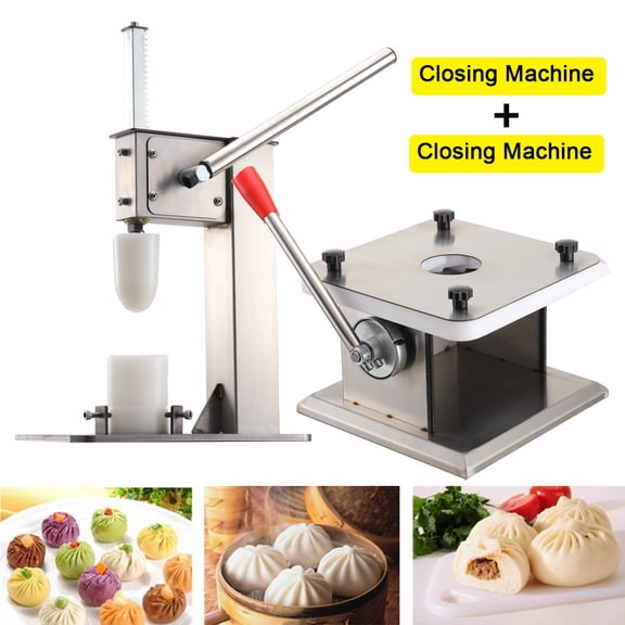 SUDEG New Commercial Automatic Baozi Maker Manual Bun Dumpling Maker with 3 Pieces of Mold Stainless Steel Chinese Bao Making Mold Silver
