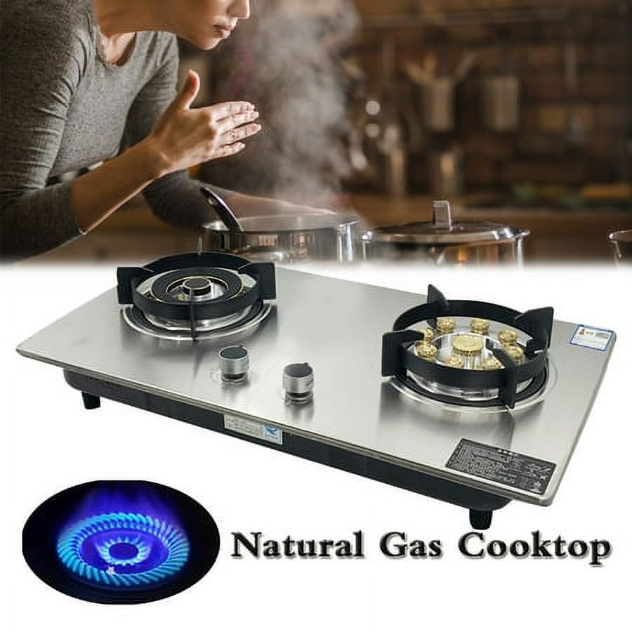 SUDEG Portable 28inch Natural Gas 2 Burner Kitchen Cooktop Stoves Hob Stainless Steel Gas Stove