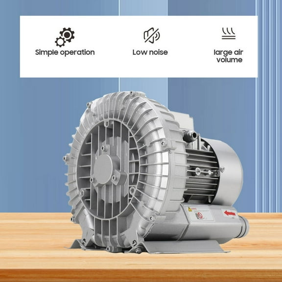 SUDEG Regenerative Blower,110V 60Hz Single Phase, High-Pressure Vortex Ring Blower, Industrial Vacuum Pump for Air Blowing Or Suction for Sewage Aeration Aquarium Fish Pond, Silver