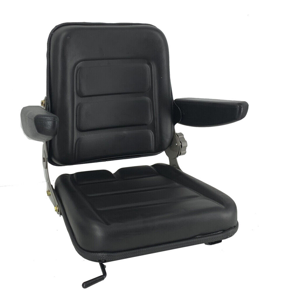 SUDEG Suspension Tractor Seat 140° Adjustable Angle, PVC Leather Seat for Forklift, Skid Loader