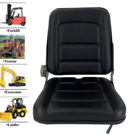 SUDEG  Suspension Tractor Seat Adjustable Angle PVC Leather Seat for Forklift, Skid Loader, Backhoe Dozer (Black)