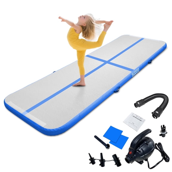 SUDOO 13ft Inflatable Gymnastics Mat 4" Thick Air Tumble Track Training Mat with Electric Pump - Ideal for Home, Training, Cheerleading, Yoga, Parkour, Beach & Water Use