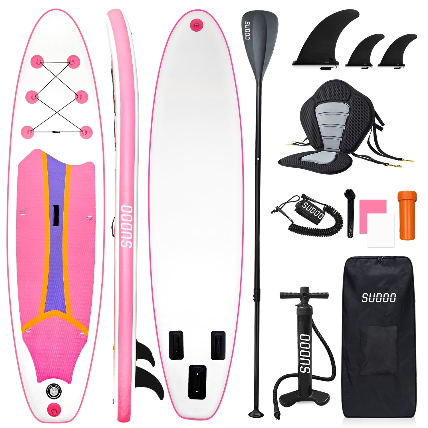 SUDOO Inflatable Stand Up Paddle Board 10‘x30‘‘, Ultra-Light SUP Board with Backpack, Pump, Paddle, Coil Leash, 3 Fins, Repair Kit, Stable SUP with Non-Slip EVA Deck for Adults & Youth