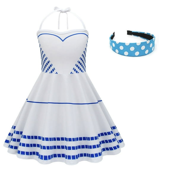 SUEE Girls Barbiiiie Cosplay Dress Halter Neck Halloween Costume, 3-9Y