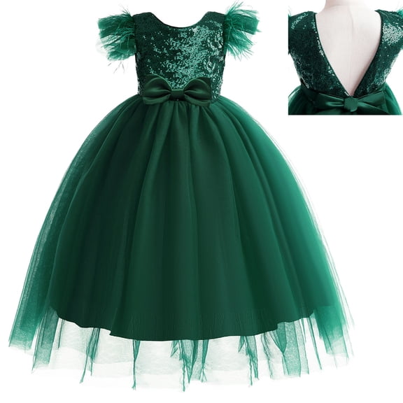 SUEE Girls Christmas Backless Dress Bowknot Birthday Wedding Party Formal Gown