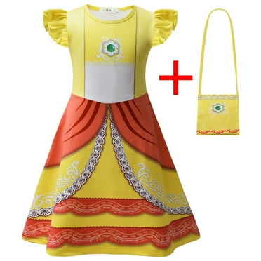 SUEE Girls Peach Costume Dress Halloween Super Bros Costume Outfits, Size 3-8Y