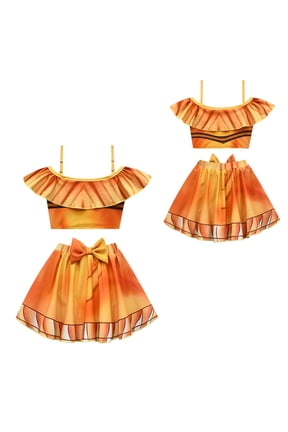 SUEE Girls Princess Two Pieces Swimsuit, Cute Cartoon Printed Swimwear Bikini Sets, Size 2-8 Year