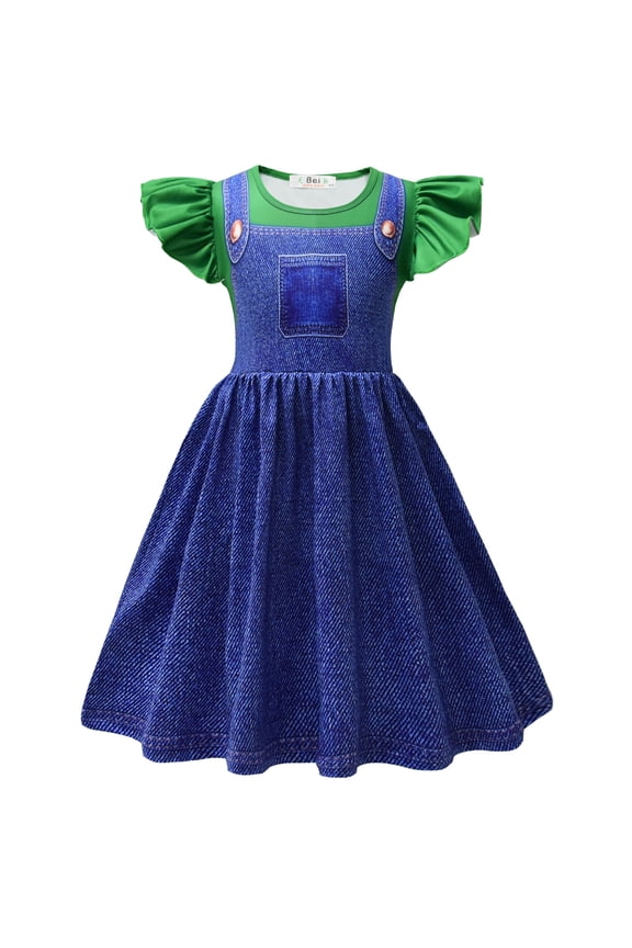 SUEE Girls Super Brothers Cosplay Princess Dress Halloween Party Outfit