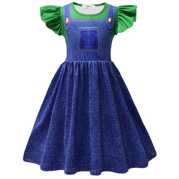 SUEE Girls Super Brothers Cosplay Princess Dress Halloween Party Outfit