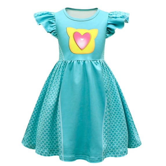 SUEE Girls Superhero Kitten Dress Cat Face Princess Ruffle Sleeve Dress for 2-8Y