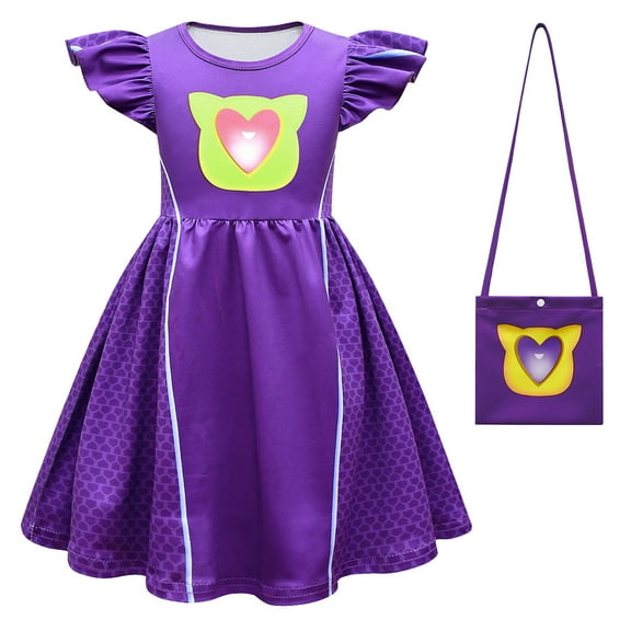 SUEE Girls Superhero Kitten Dress with Bag Halloween Fancy Outfits for 2-8Y