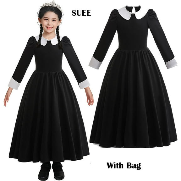 SUEE Halloween Addams Family Costume For Girls Wednesday Dress Peter Pan Collar Outfits