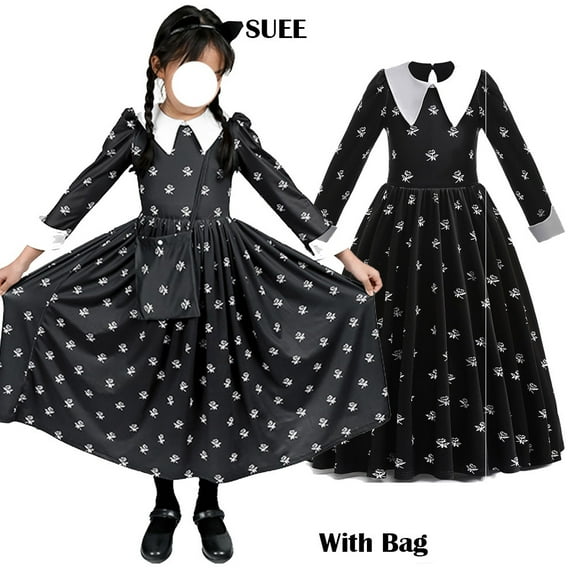 SUEE Halloween Addams Family Costume For Girls Wednesday Dress Peter Pan Collar Outfits