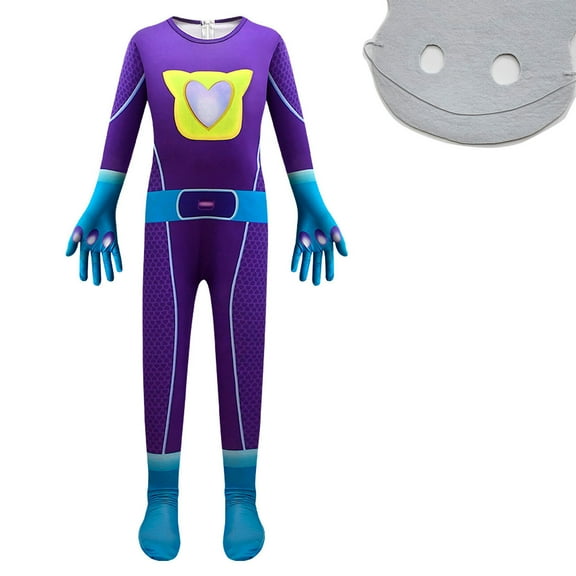 SUEE Kids Super Kittens Jumpsuit w/Mask Halloween Cat Cosplay Outfit Dress Up for 3-9 Year
