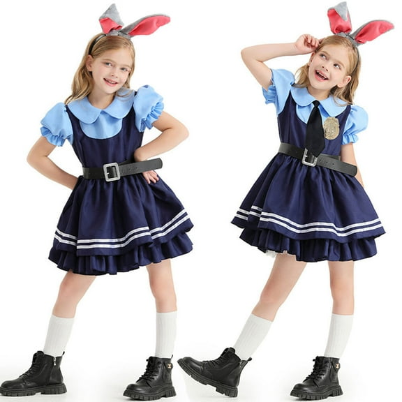 SUEE Little Girls Judy Hopps Costume Dress Halloween Dress up Outfit for 2-6 Year