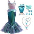 thumbnail image 1 of Ariel Princess Costume for Girls Female Halloween Outfit Fishtail Dress, Little Girsl 3-8Y, 1 of 7
