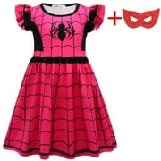 SUEE Spider Costume for Toddler Girls Cosplay Dress Up Halloween Party Costume 3-8Y