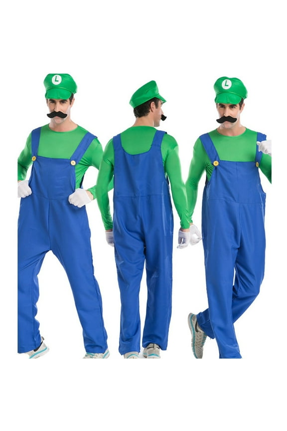 SUEE Super Brothers Costume For Kids Adult Halloween Cosplay Jumpsuits with Hat