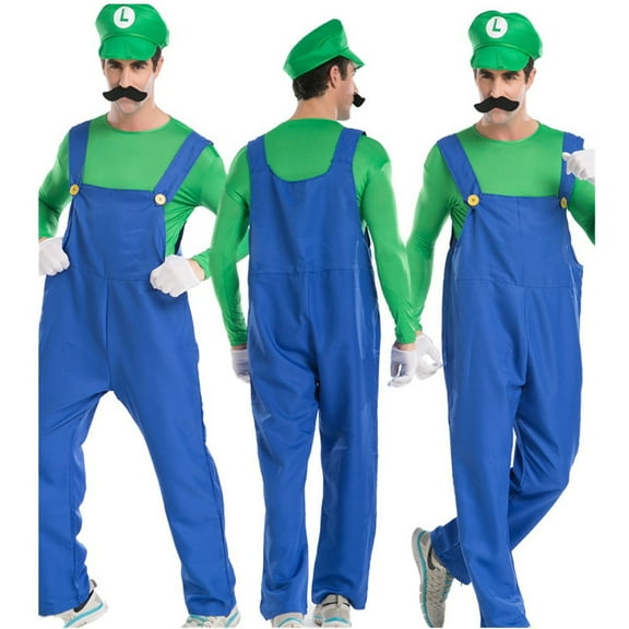 SUEE Super Brothers Costume For Kids Adult Halloween Cosplay Jumpsuits with Hat