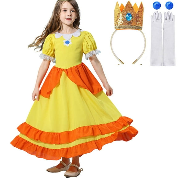 SUEE Super Brothers Peach Princess Dress with Accessories For Girls Halloween Cosplay Dress Up
