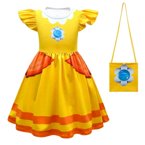 SUEE Super Brothers Princess Peach Dress for Girls, w/Bag, Halloween Costume, Size 2-8T