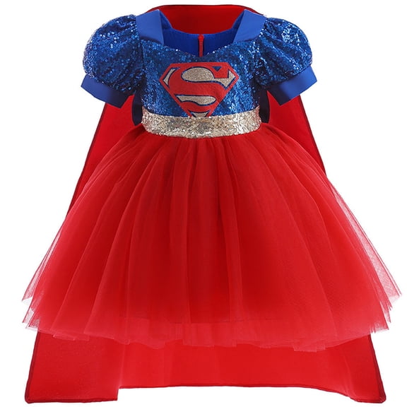 SUEE Superhero Costume Dress For Toddler Girls Sequins Cosplay Role Play Clothes Halloween Dress Up