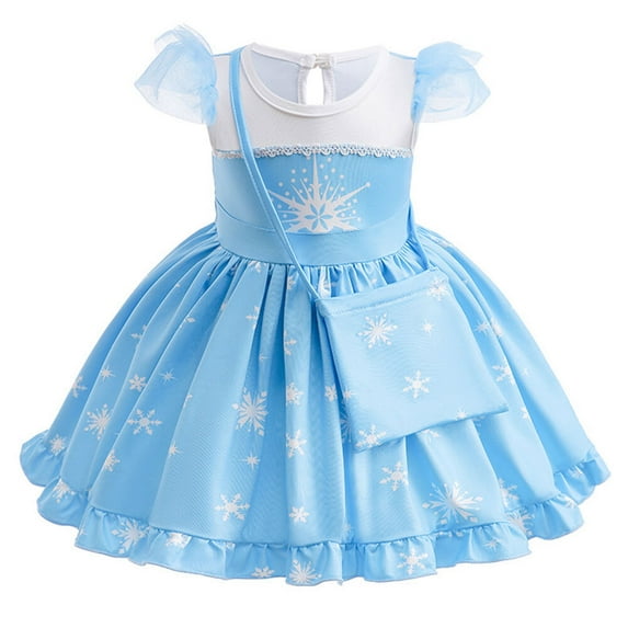 SUEE Toddler Girls Princess Dress Elsa Halloween Birthday Fancy Party Outfit w/Bag for 12M-6T