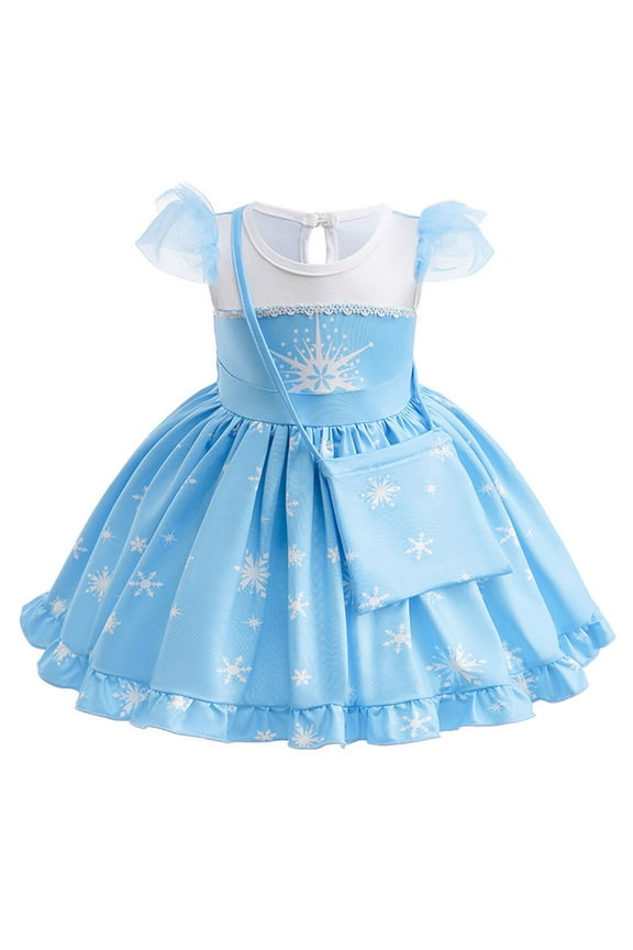 SUEE Toddler Girls Princess Dress Elsa Halloween Birthday Fancy Party Outfit w/Bag for 12M-6T