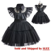 SUEE Toddler Black Gothic Dress Kids Halloween Cosplay Party Costume
