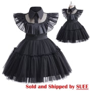 SUEE Toddler Black Gothic Dress Kids Halloween Cosplay Party Costume