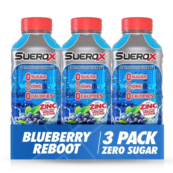 SUEROX - Electrolyte Drink Blueberry Pack 21.3 Fl Oz 3 Ct (3 Pack)