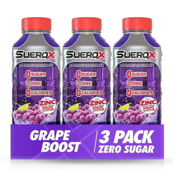 SUEROX - Electrolyte Drink Grape Pack 21.3 Fl Oz 3 Ct (3 Pack)