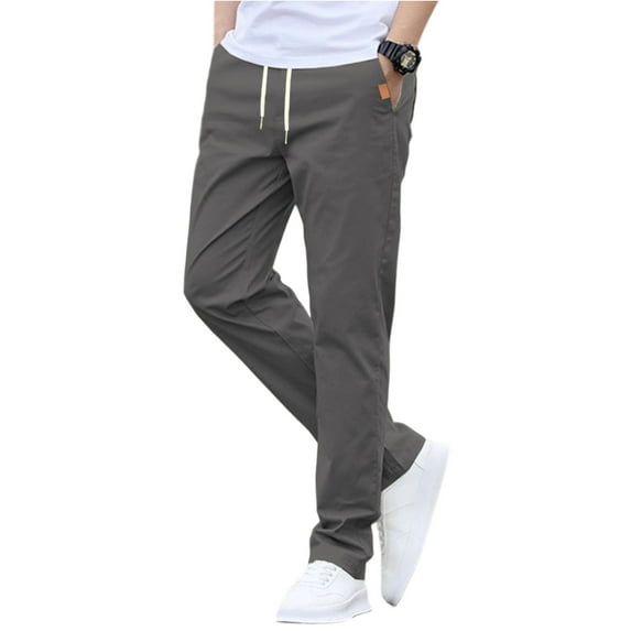 SUETCH Men's Casual Lightweight Drawstrintg Elastic Waist Summer Beach Pants,Gray,Medium
