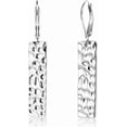 thumbnail image 1 of SUETOR Hammered Square Bar Long Drop Dangle Earrings for Women, Silver Plated with 14K Gold Finish and French Leverback Closure, Trendy Jewelry Gift for Her, 1 of 6